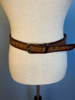 Harley Davidson Studded Embossed Genuine Leather Belt Size 30